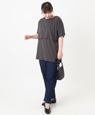 OLLHA36099 eur3(エウルキューブ) 【WEB先行販売】【大きいサイズ/接触冷感】ストレッチストレートデニム ネイビー(57)