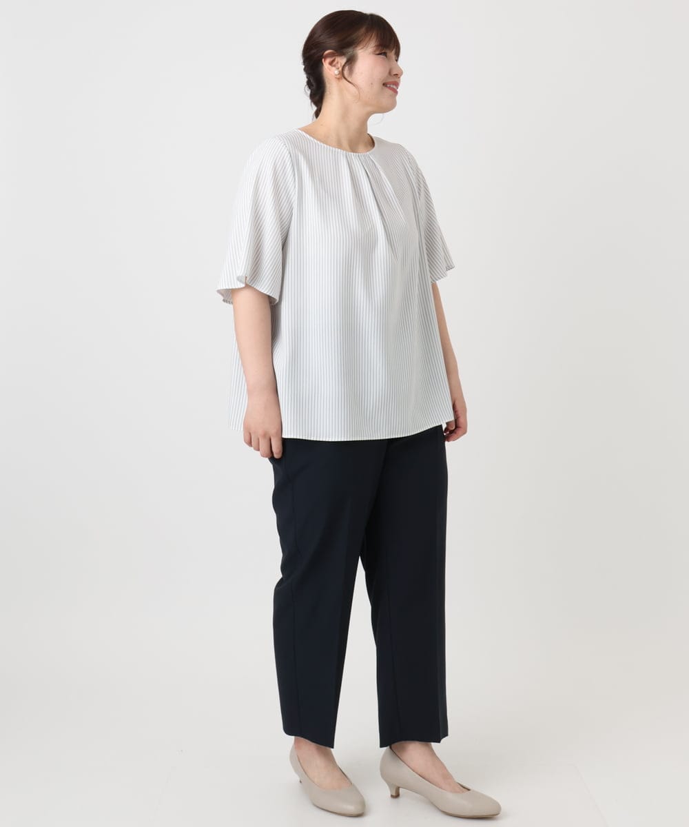 OLLHA39139 eur3(エウルキューブ) 【WEB先行販売】【大きいサイズ/11号サイズあり/セットアップ対応】接触冷感ストレッチストレートパンツ ネイビー(57)