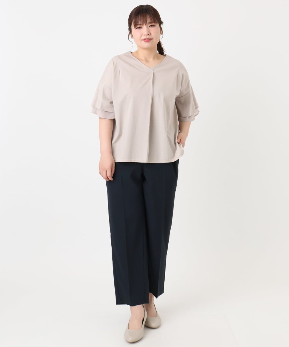 OLLHA39139 eur3(エウルキューブ) 【WEB先行販売】【大きいサイズ/11号サイズあり/セットアップ対応】接触冷感ストレッチストレートパンツ ネイビー(57)