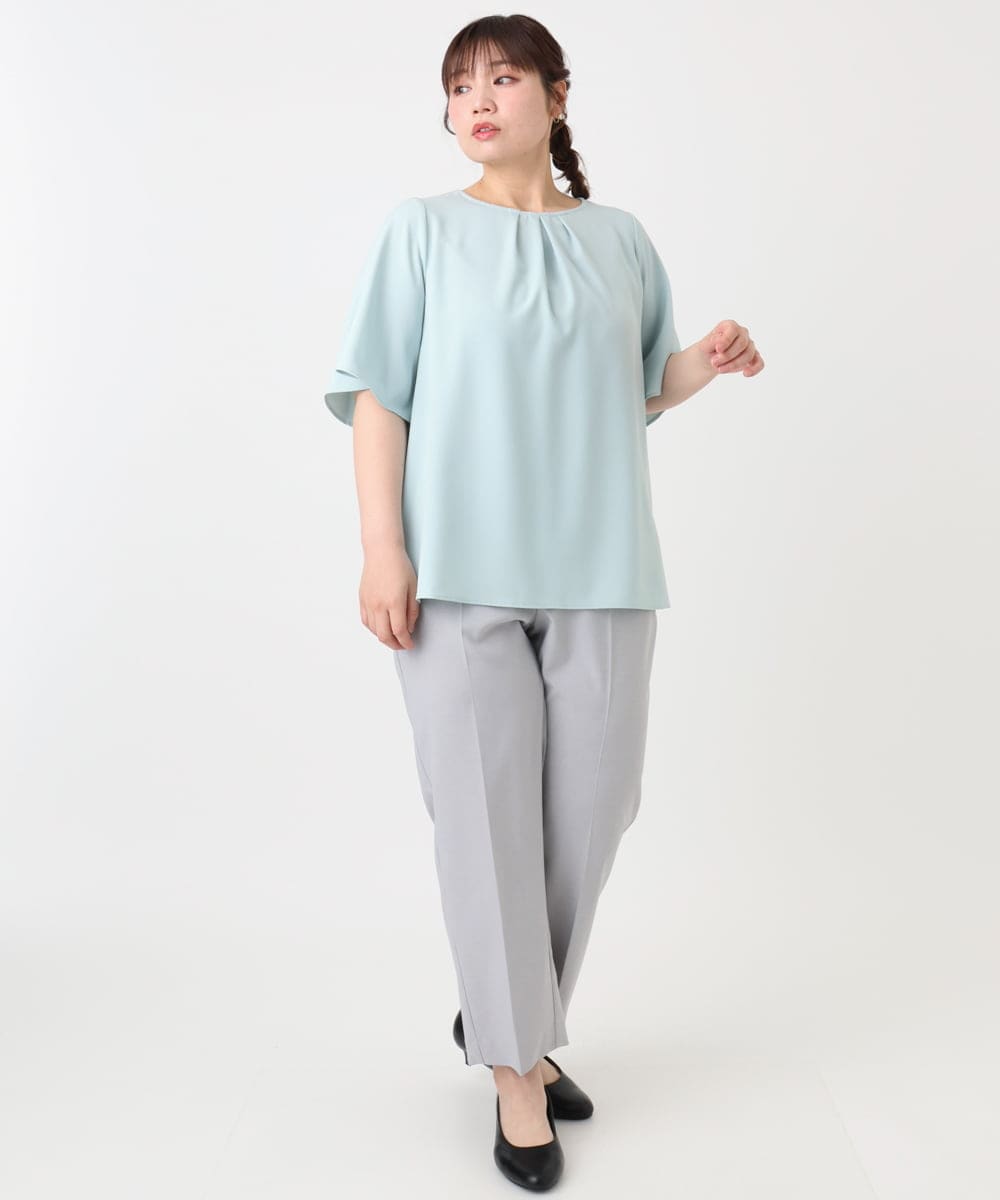 OLLHA39139 eur3(エウルキューブ) 【WEB先行販売】【大きいサイズ/11号サイズあり/セットアップ対応】接触冷感ストレッチストレートパンツ ライトグレー(91)