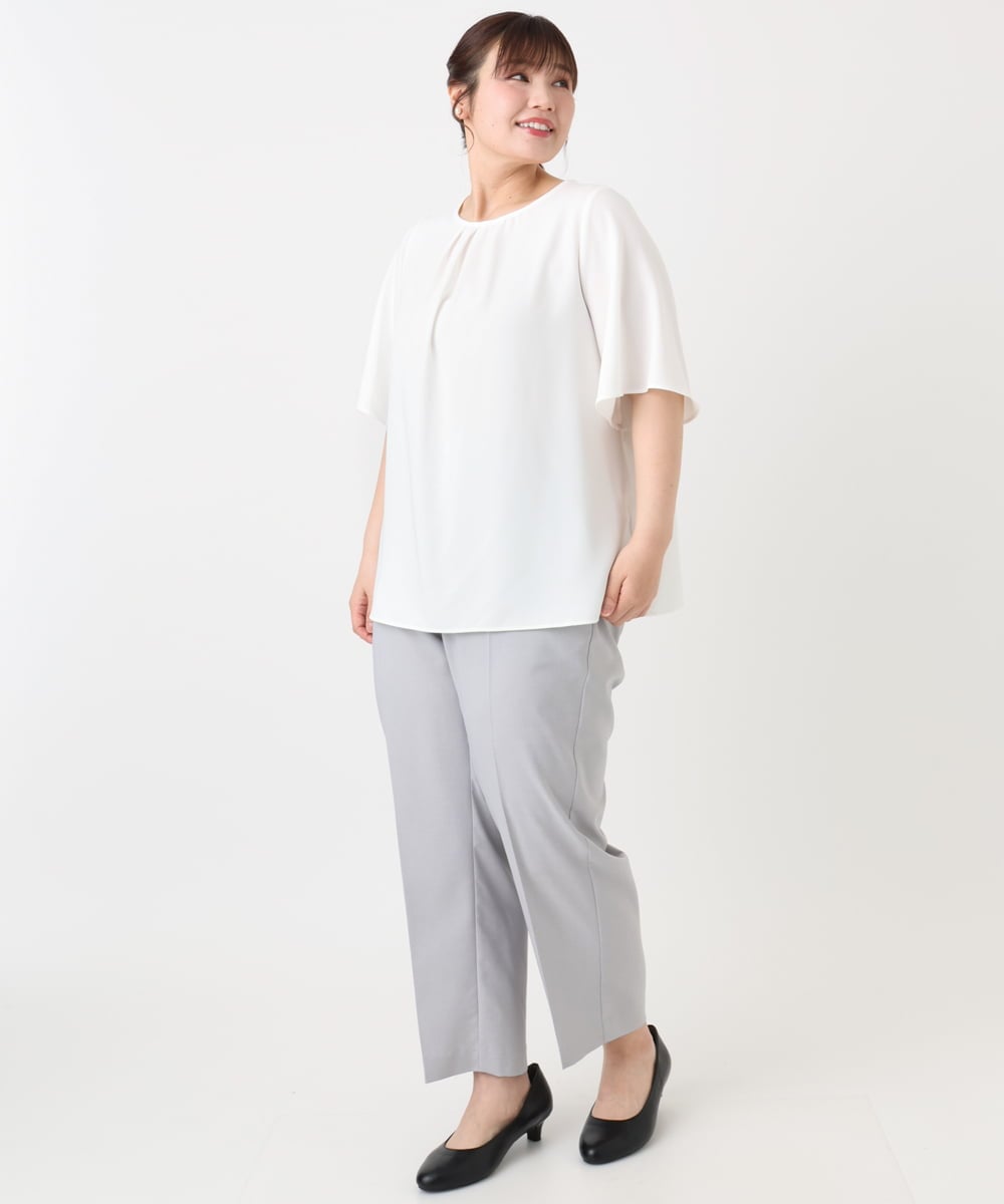 OLLHA39139 eur3(エウルキューブ) 【WEB先行販売】【大きいサイズ/11号サイズあり/セットアップ対応】接触冷感ストレッチストレートパンツ ライトグレー(91)