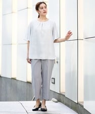 OLLHA39139 eur3(エウルキューブ) 【WEB先行販売】【大きいサイズ/11号サイズあり/セットアップ対応】接触冷感ストレッチストレートパンツ ライトグレー(91)