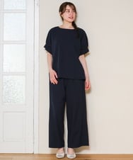 OLLHD22099 eur3(エウルキューブ) 【WEB先行販売】【大きいサイズ/吸水速乾】ドライタッチサッカーワイドパンツ ネイビー