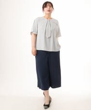OLLHD30119 eur3(エウルキューブ) 【WEB先行販売】【大きいサイズ/接触冷感】クロップドワイドパンツ ネイビー