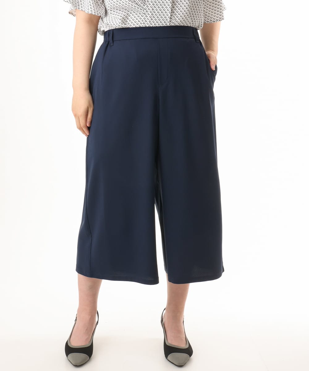 OLLHD30119 eur3(エウルキューブ) 【WEB先行販売】【大きいサイズ/接触冷感】クロップドワイドパンツ ネイビー