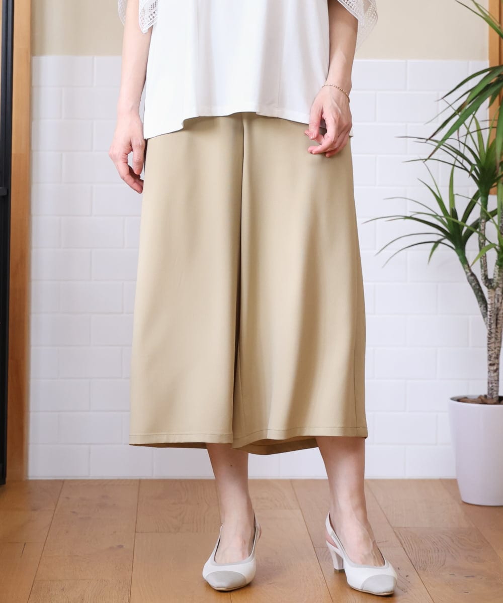 OLLHD30119 eur3(エウルキューブ) 【WEB先行販売】【大きいサイズ/接触冷感】クロップドワイドパンツ ベージュ