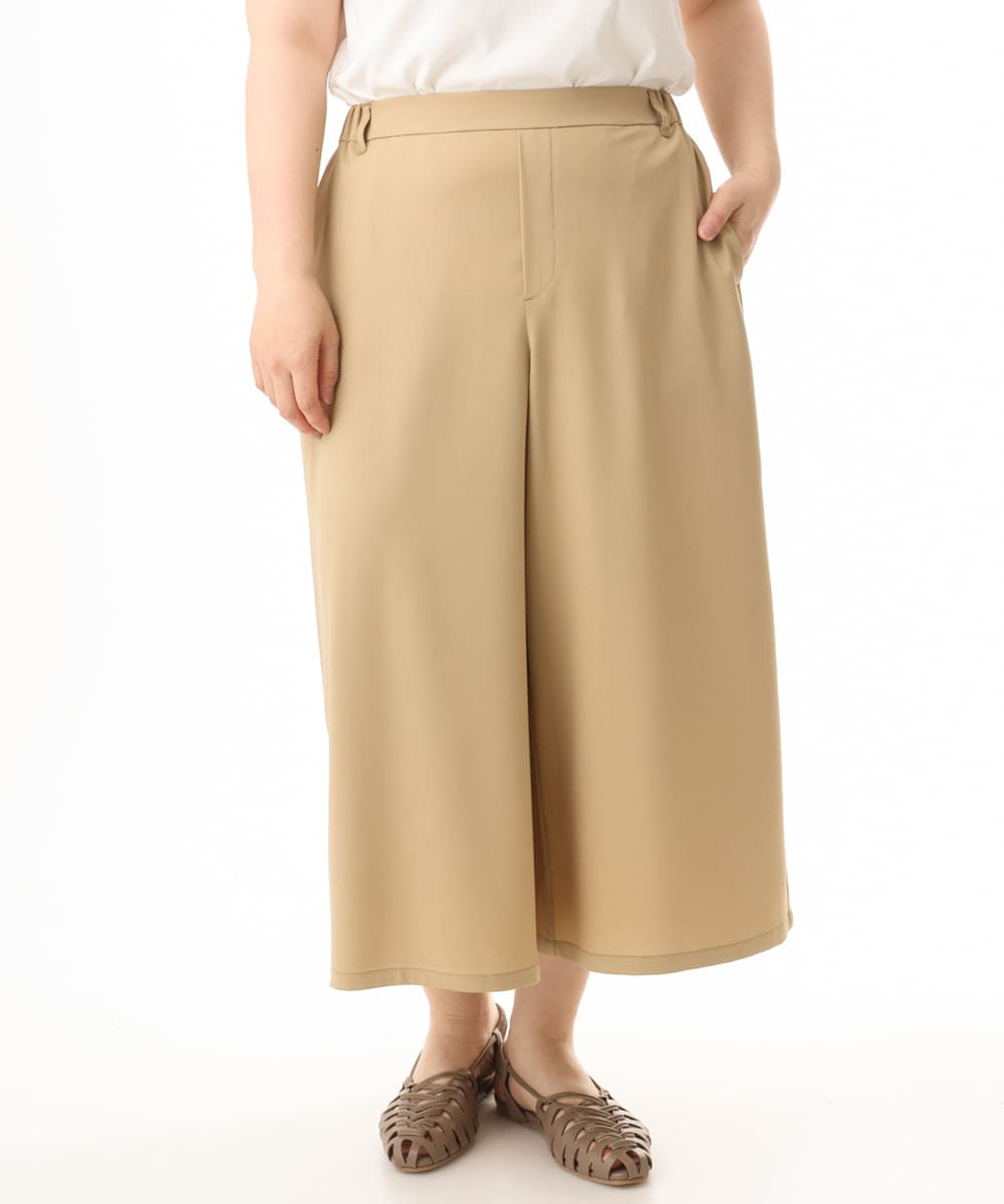OLLHD30119 eur3(エウルキューブ) 【WEB先行販売】【大きいサイズ/接触冷感】クロップドワイドパンツ ベージュ