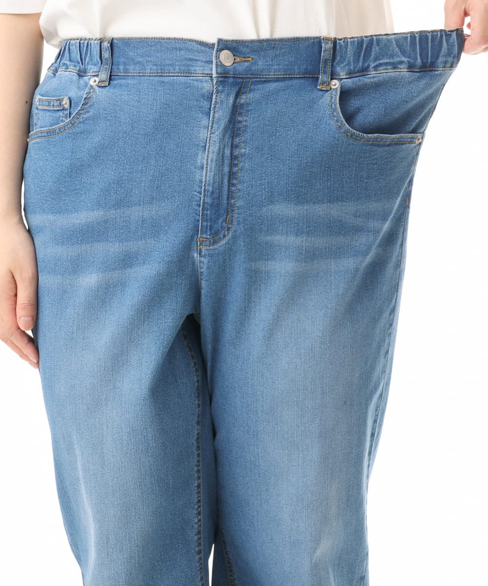 OLLHD31109 eur3(エウルキューブ) 【大きいサイズ/接触冷感】ストレートワイドデニムパンツ ライトブルー