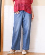 OLLHD31109 eur3(エウルキューブ) 【大きいサイズ/接触冷感】ストレートワイドデニムパンツ ライトブルー
