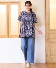OLLHD31109 eur3(エウルキューブ) 【大きいサイズ/接触冷感】ストレートワイドデニムパンツ ライトブルー
