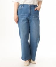 OLLHD31109 eur3(エウルキューブ) 【大きいサイズ/接触冷感】ストレートワイドデニムパンツ ライトブルー