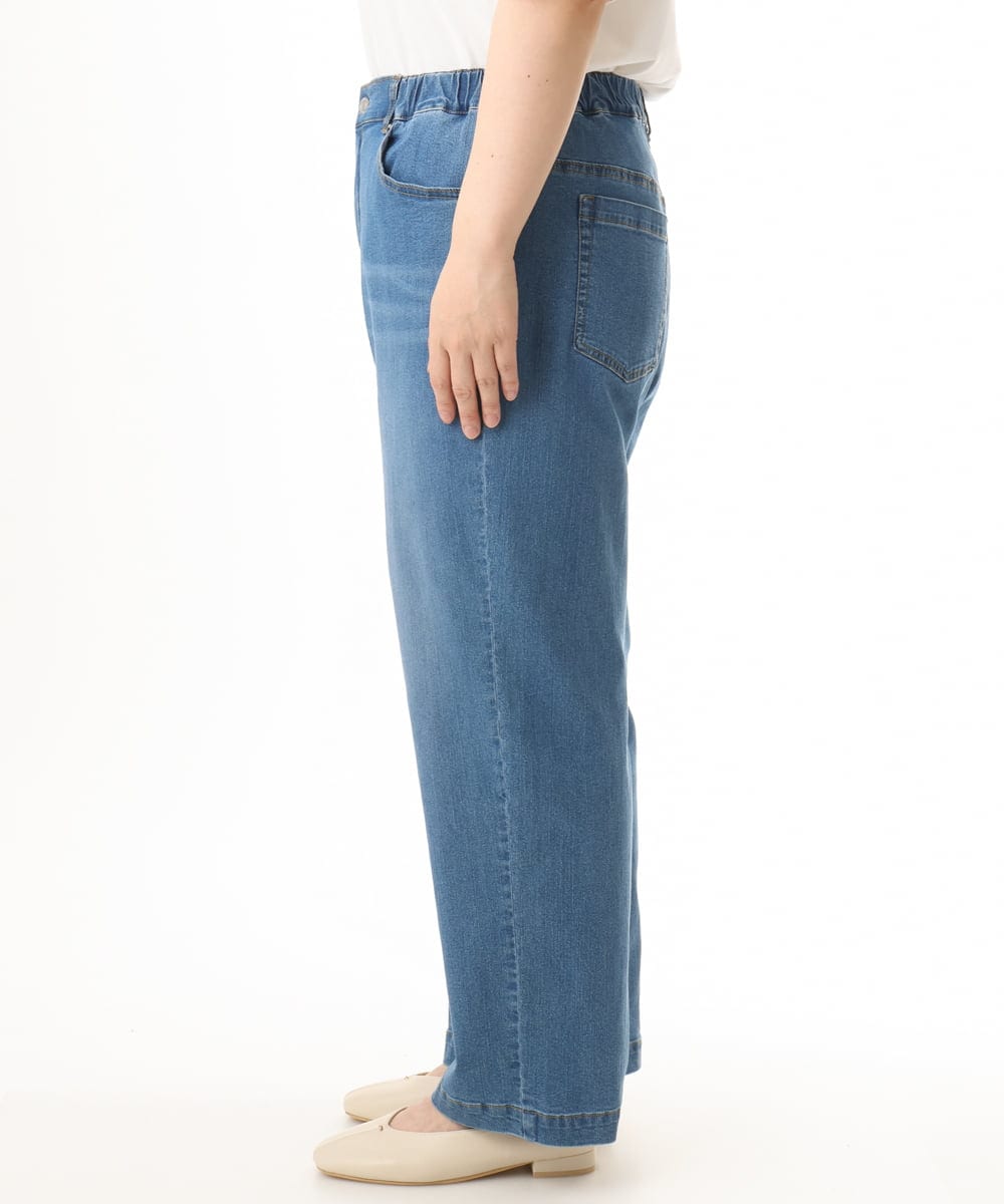 OLLHD31109 eur3(エウルキューブ) 【大きいサイズ/接触冷感】ストレートワイドデニムパンツ ライトブルー