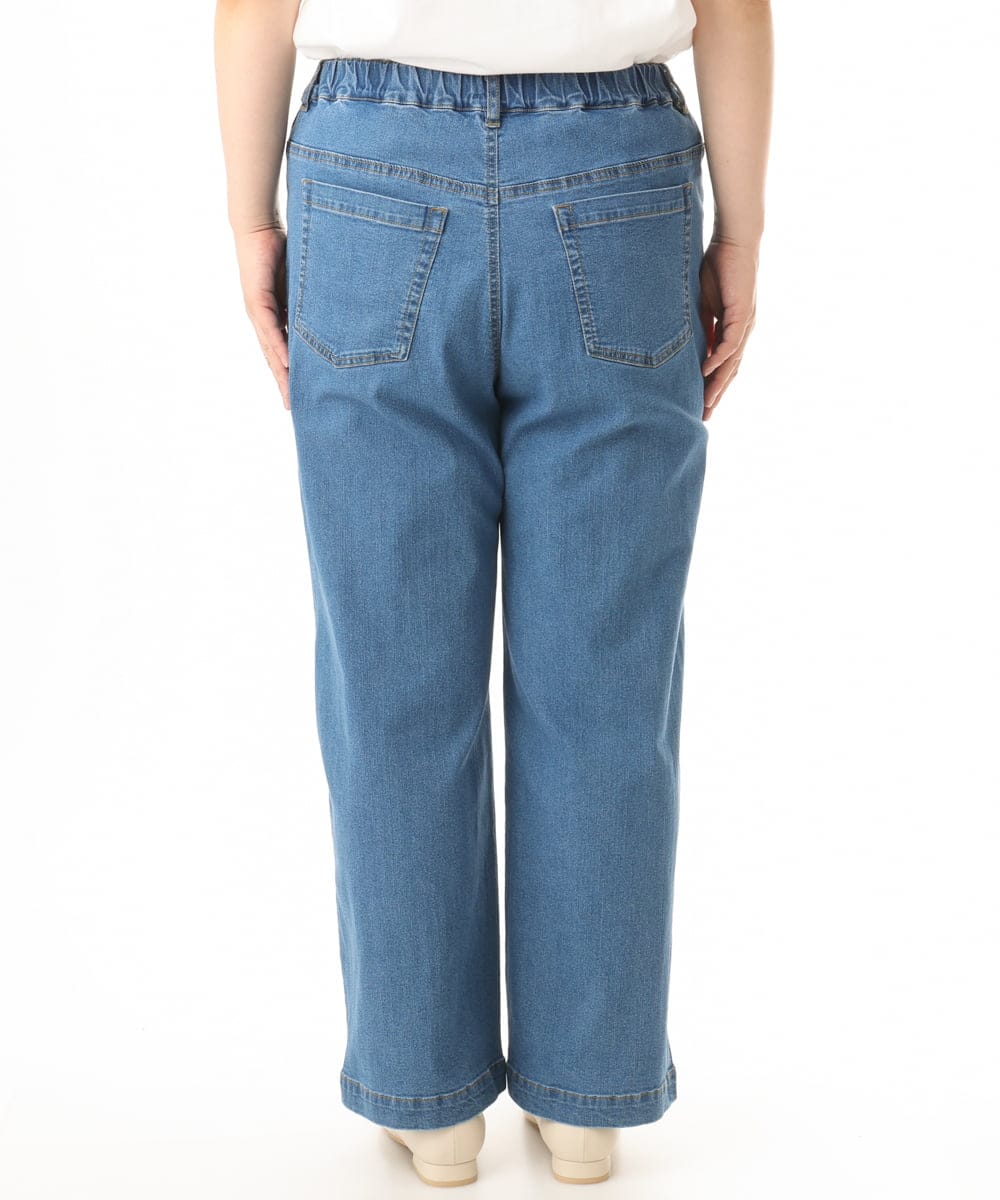 OLLHD31109 eur3(エウルキューブ) 【大きいサイズ/接触冷感】ストレートワイドデニムパンツ ライトブルー