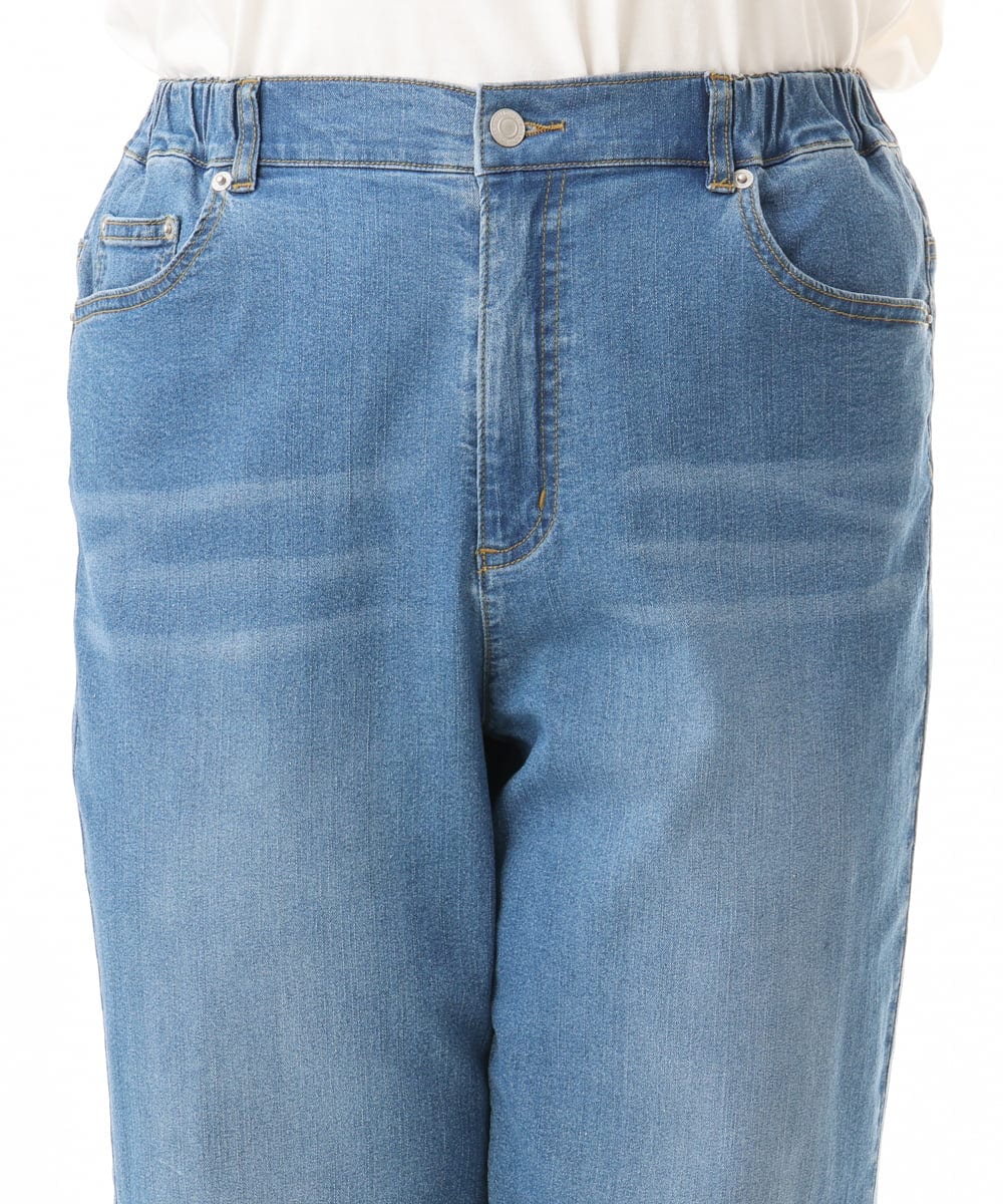 OLLHD31109 eur3(エウルキューブ) 【大きいサイズ/接触冷感】ストレートワイドデニムパンツ ライトブルー