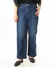 OLLHD31109 eur3(エウルキューブ) 【大きいサイズ/接触冷感】ストレートワイドデニムパンツ ネイビー