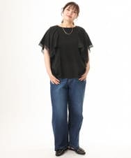 OLLHD31109 eur3(エウルキューブ) 【大きいサイズ/接触冷感】ストレートワイドデニムパンツ ネイビー