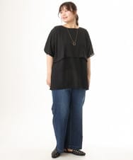 OLLHD31109 eur3(エウルキューブ) 【大きいサイズ/接触冷感】ストレートワイドデニムパンツ ネイビー