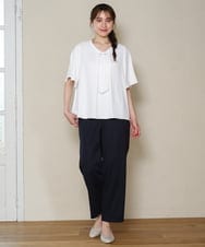 OLLHD32139 eur3(エウルキューブ) 【大きいサイズ/11号サイズあり/接触冷感】洗えるカノコセンタープレスパンツ ネイビー