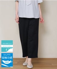 OLLHD32139 eur3(エウルキューブ) 【大きいサイズ/11号サイズあり/接触冷感】洗えるカノコセンタープレスパンツ ブラック