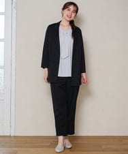 OLLHD32139 eur3(エウルキューブ) 【大きいサイズ/11号サイズあり/接触冷感】洗えるカノコセンタープレスパンツ ブラック