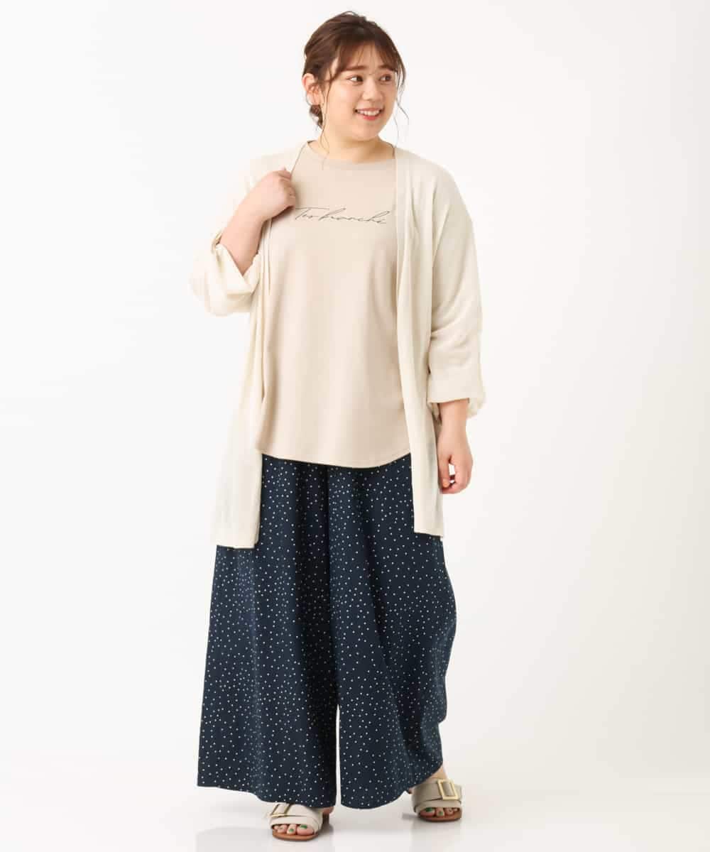 OLLHM32090 eur3(エウルキューブ) 【大きいサイズ】ランダムドットワイドパンツ ネイビー(57)