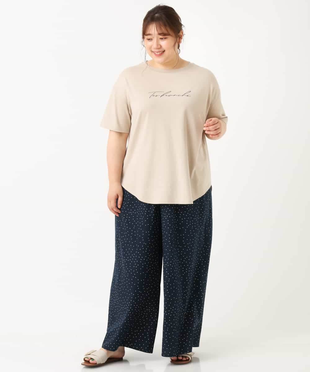 OLLHM32090 eur3(エウルキューブ) 【大きいサイズ】ランダムドットワイドパンツ ネイビー(57)