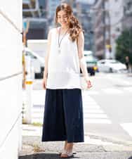 OLLHM32090 eur3(エウルキューブ) 【大きいサイズ】ランダムドットワイドパンツ ネイビー(57)