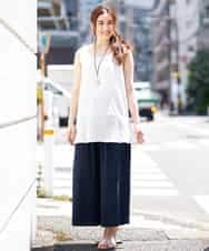 OLLHM32090 eur3(エウルキューブ) 【大きいサイズ】ランダムドットワイドパンツ ネイビー(57)