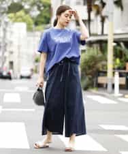 OLLHM32090 eur3(エウルキューブ) 【大きいサイズ】ランダムドットワイドパンツ ネイビー(57)