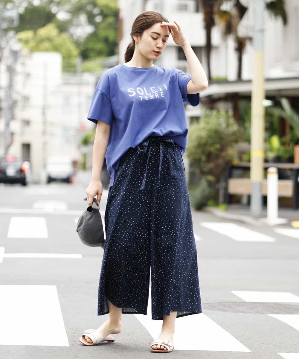 OLLHM32090 eur3(エウルキューブ) 【大きいサイズ】ランダムドットワイドパンツ ネイビー(57)