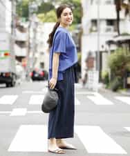 OLLHM32090 eur3(エウルキューブ) 【大きいサイズ】ランダムドットワイドパンツ ネイビー(57)