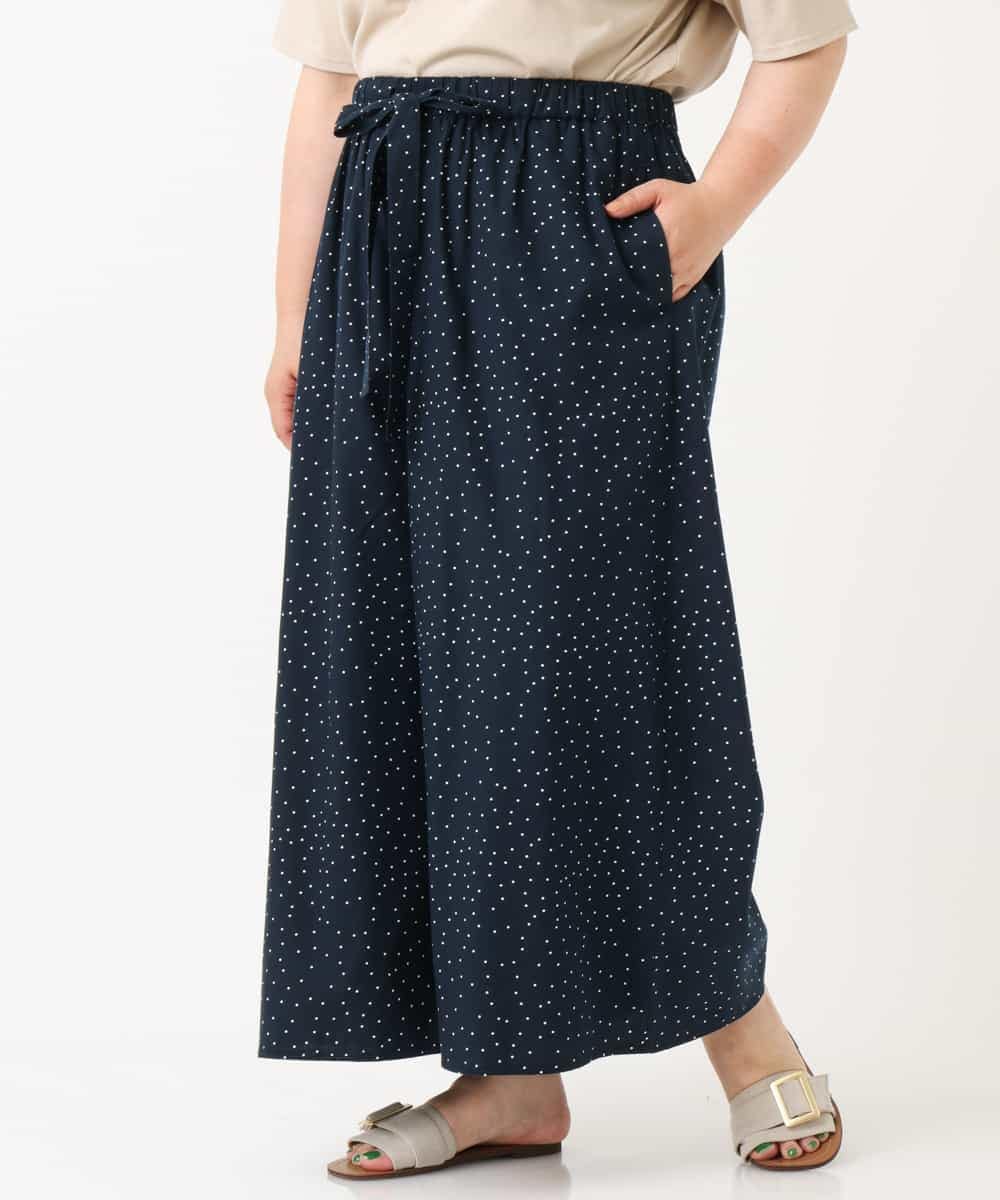 OLLHM32090 eur3(エウルキューブ) 【大きいサイズ】ランダムドットワイドパンツ ネイビー(57)