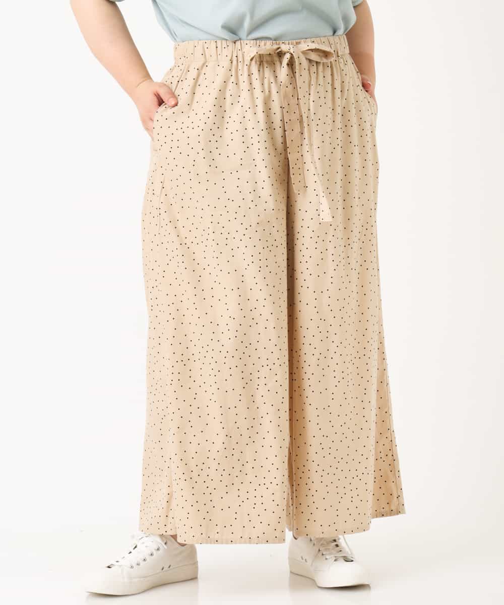 OLLHM32090 eur3(エウルキューブ) 【大きいサイズ】ランダムドットワイドパンツ ベージュ(82)
