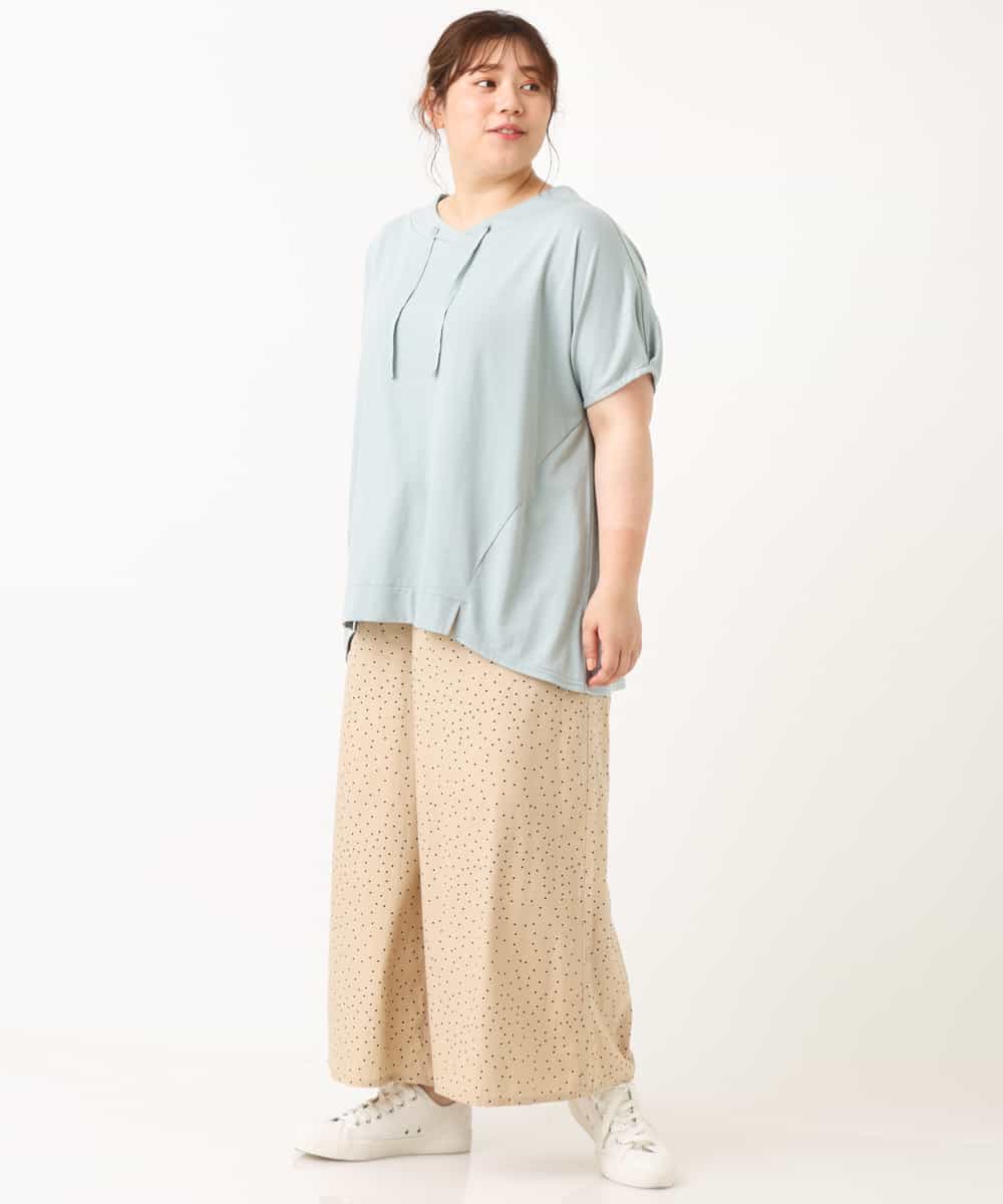 OLLHM32090 eur3(エウルキューブ) 【大きいサイズ】ランダムドットワイドパンツ ベージュ(82)