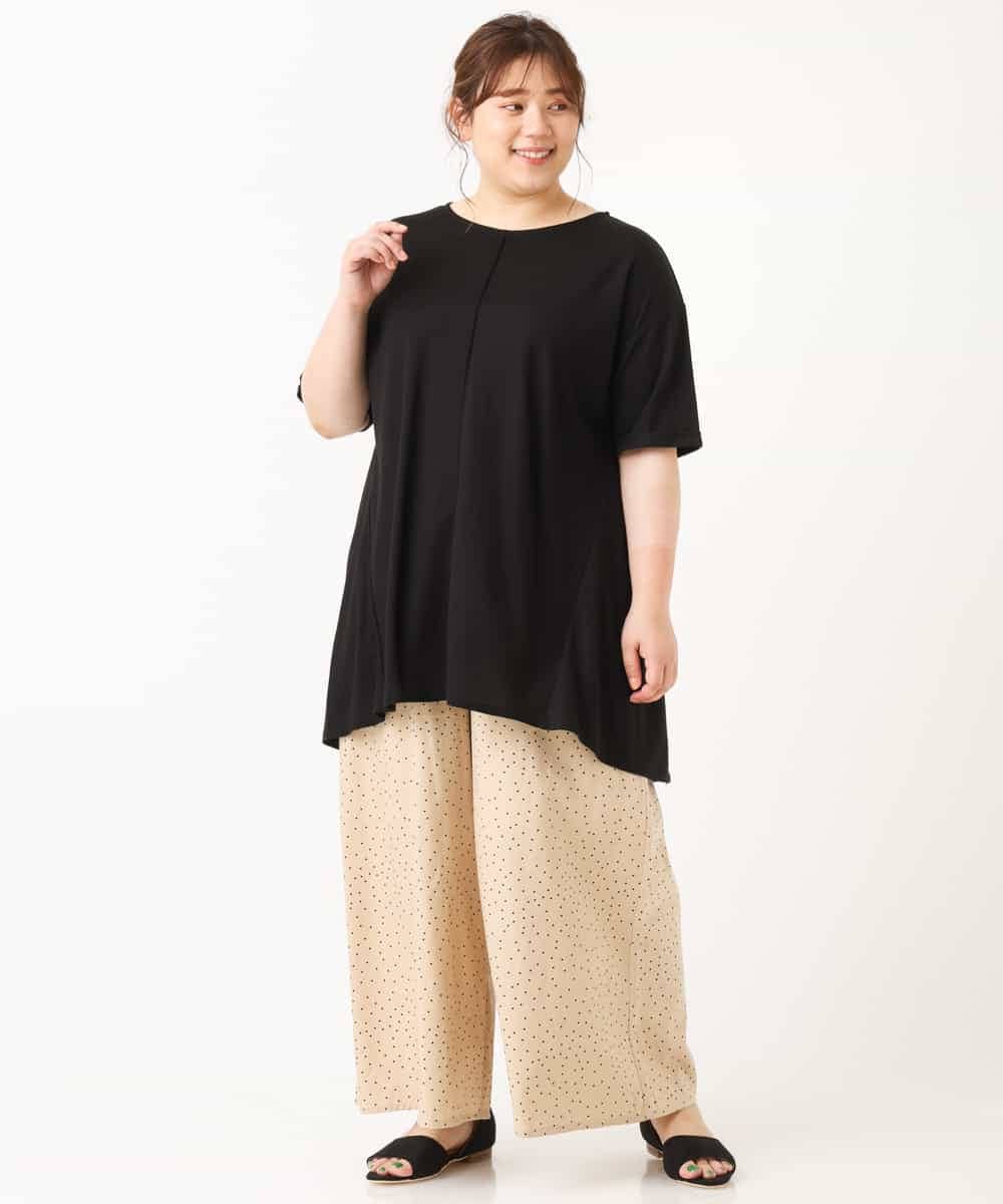 OLLHM32090 eur3(エウルキューブ) 【大きいサイズ】ランダムドットワイドパンツ ベージュ(82)