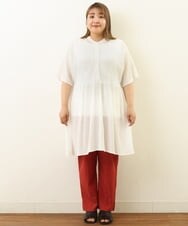 OLLHP36090 eur3(エウルキューブ) 【大きいサイズ】サイドスリットカラーパンツ レッド(05)
