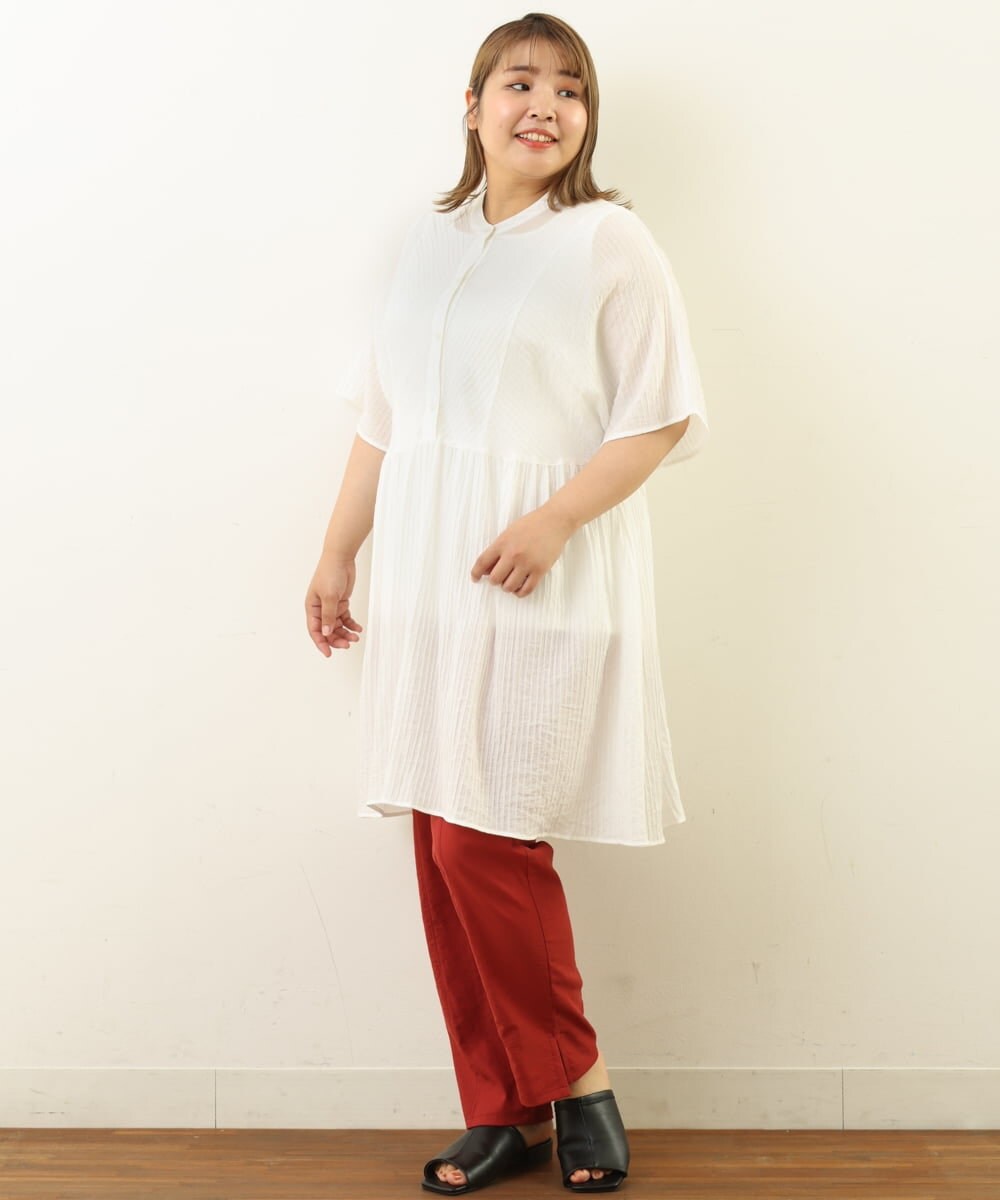 OLLHP36090 eur3(エウルキューブ) 【大きいサイズ】サイドスリットカラーパンツ レッド(05)