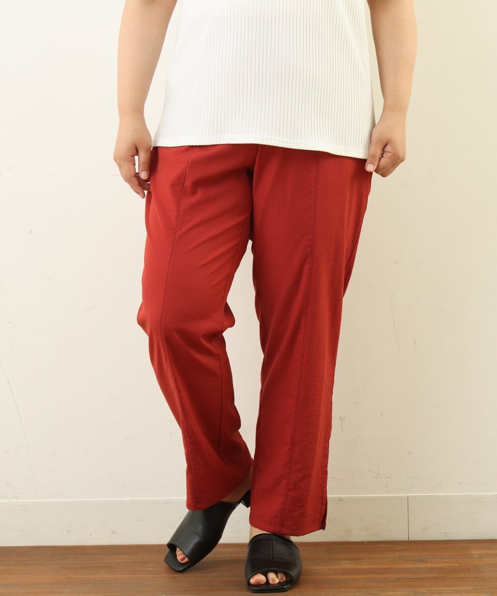 OLLHP36090 eur3(エウルキューブ) 【大きいサイズ】サイドスリットカラーパンツ レッド(05)