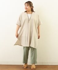 OLLHP36090 eur3(エウルキューブ) 【大きいサイズ】サイドスリットカラーパンツ ライトグリーン(30)