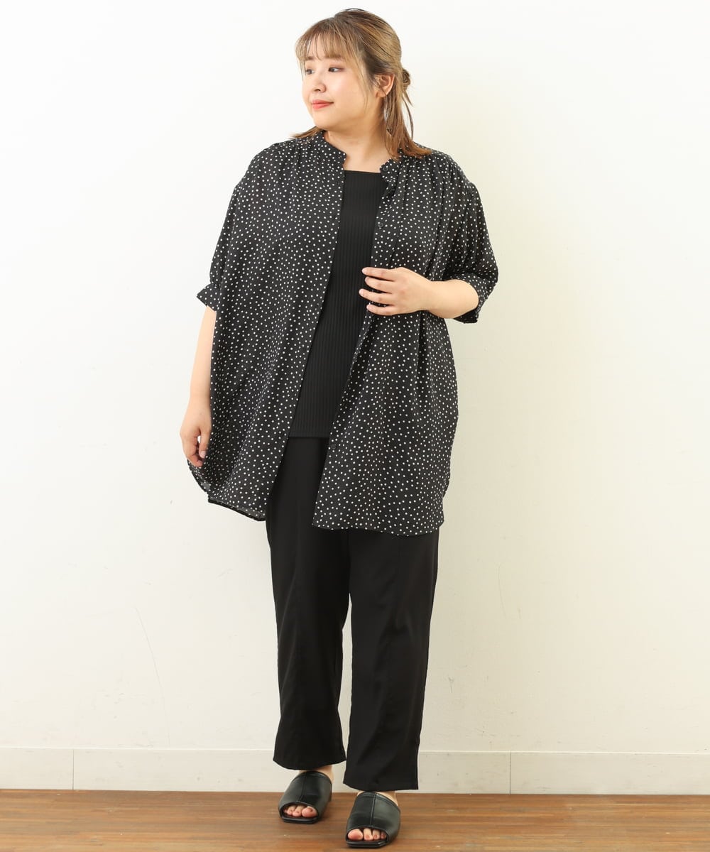 OLLHP36090 eur3(エウルキューブ) 【大きいサイズ】サイドスリットカラーパンツ ブラック(94)