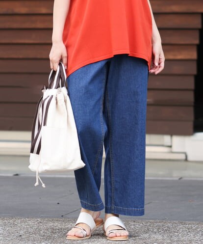 OLLHS39090 eur3 【大きいサイズ】ワイドデニムパンツ