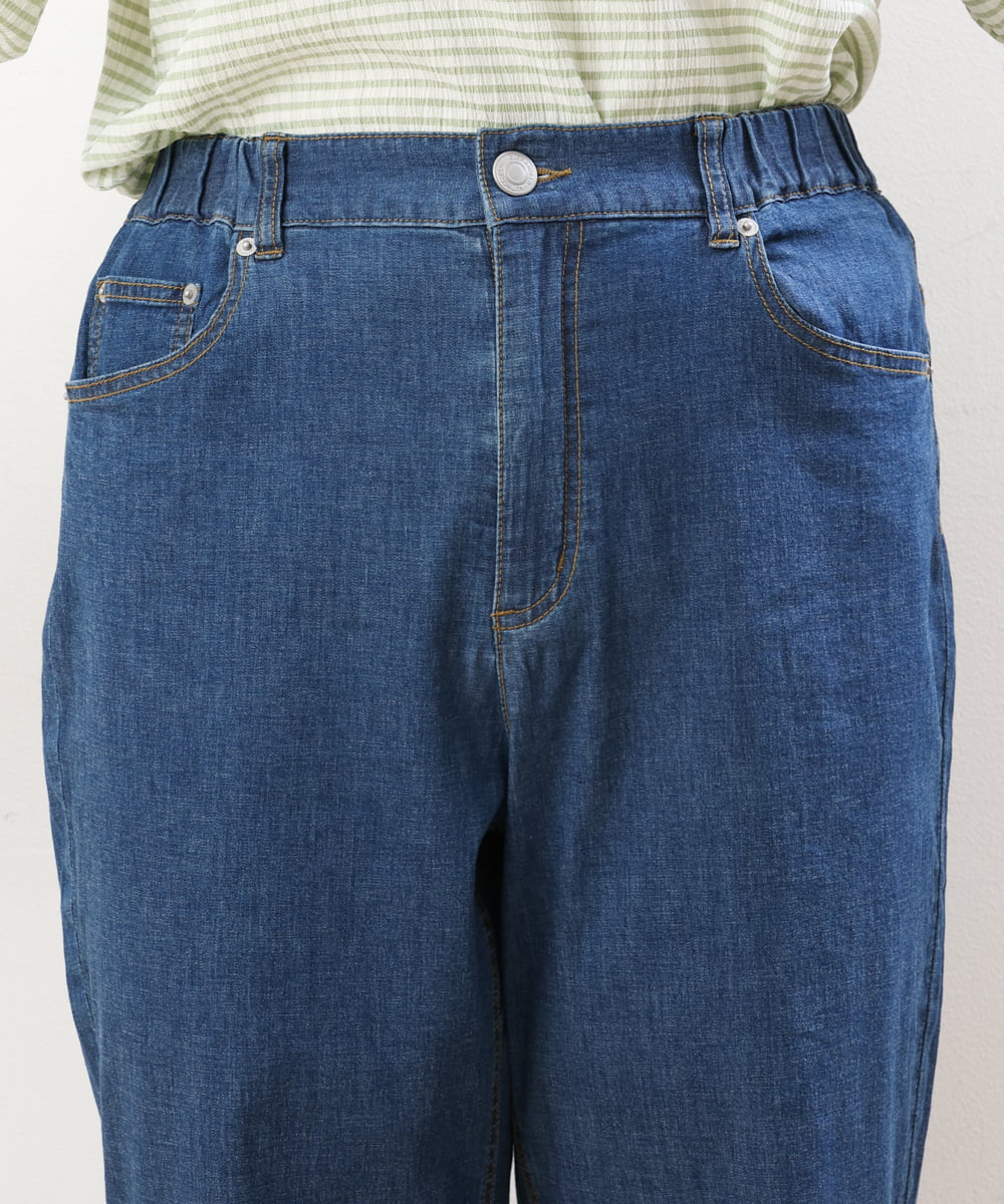 OLLHS39090 eur3(エウルキューブ) 【大きいサイズ】ワイドデニムパンツ ブルー(55)