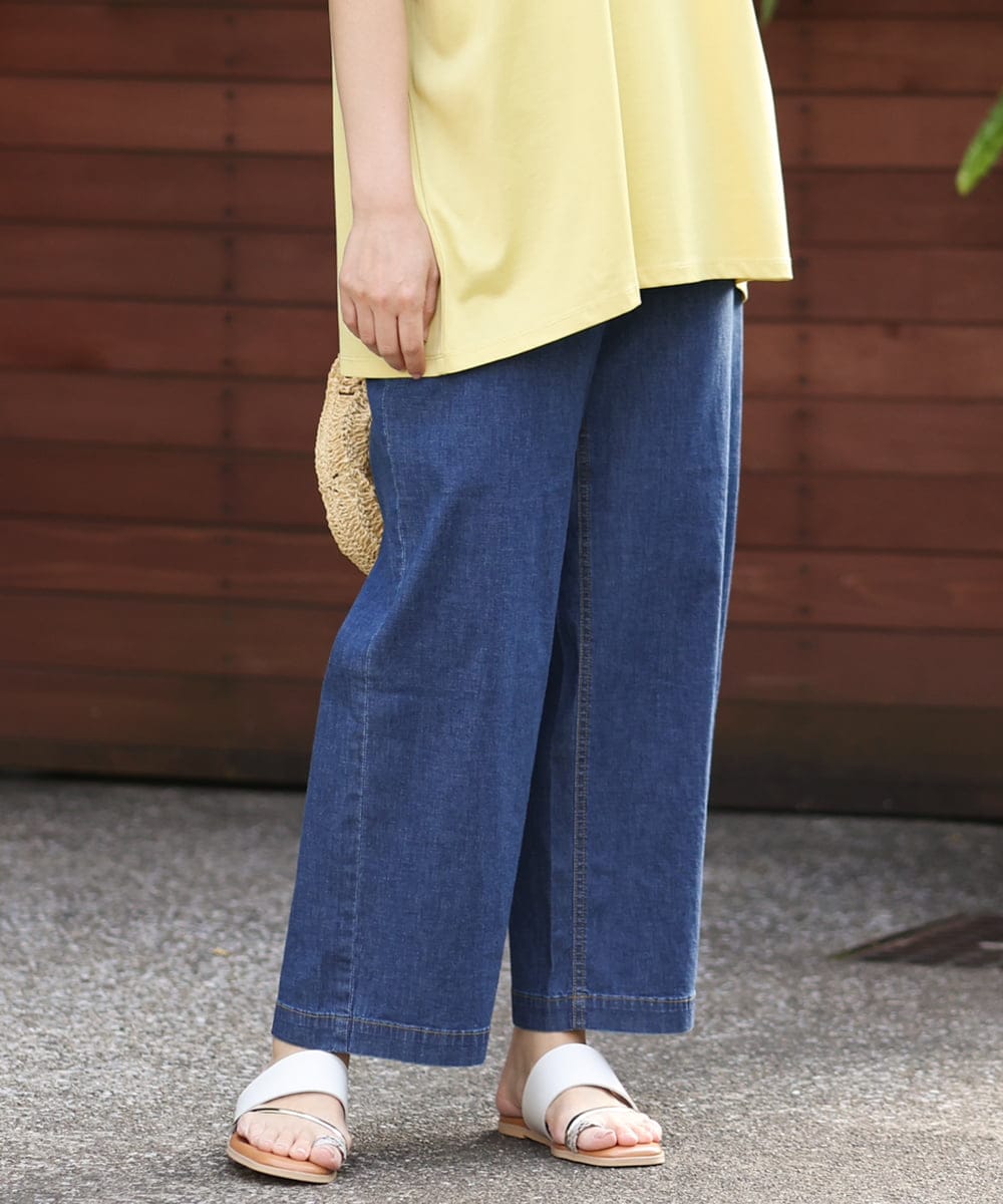 OLLHS39090 eur3(エウルキューブ) 【大きいサイズ】ワイドデニムパンツ ブルー(55)