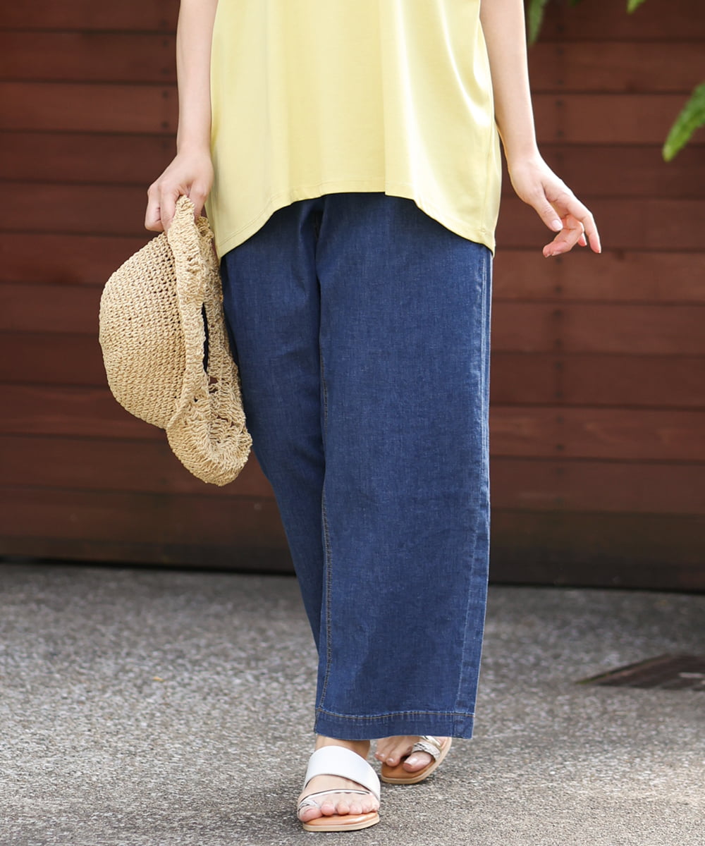 OLLHS39090 eur3(エウルキューブ) 【大きいサイズ】ワイドデニムパンツ ブルー(55)