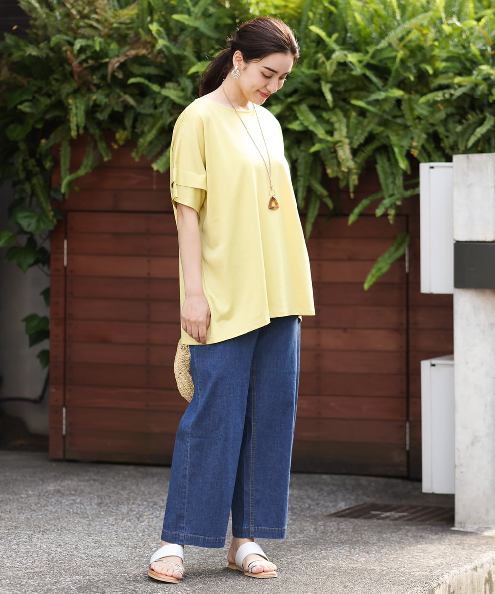 OLLHS39090 eur3(エウルキューブ) 【大きいサイズ】ワイドデニムパンツ ブルー(55)