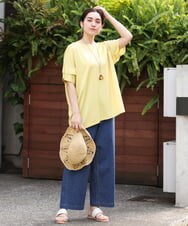 OLLHS39090 eur3(エウルキューブ) 【大きいサイズ】ワイドデニムパンツ ブルー(55)