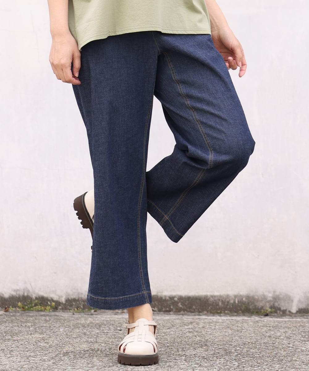OLLHS39090 eur3(エウルキューブ) 【大きいサイズ】ワイドデニムパンツ ネイビー(57)