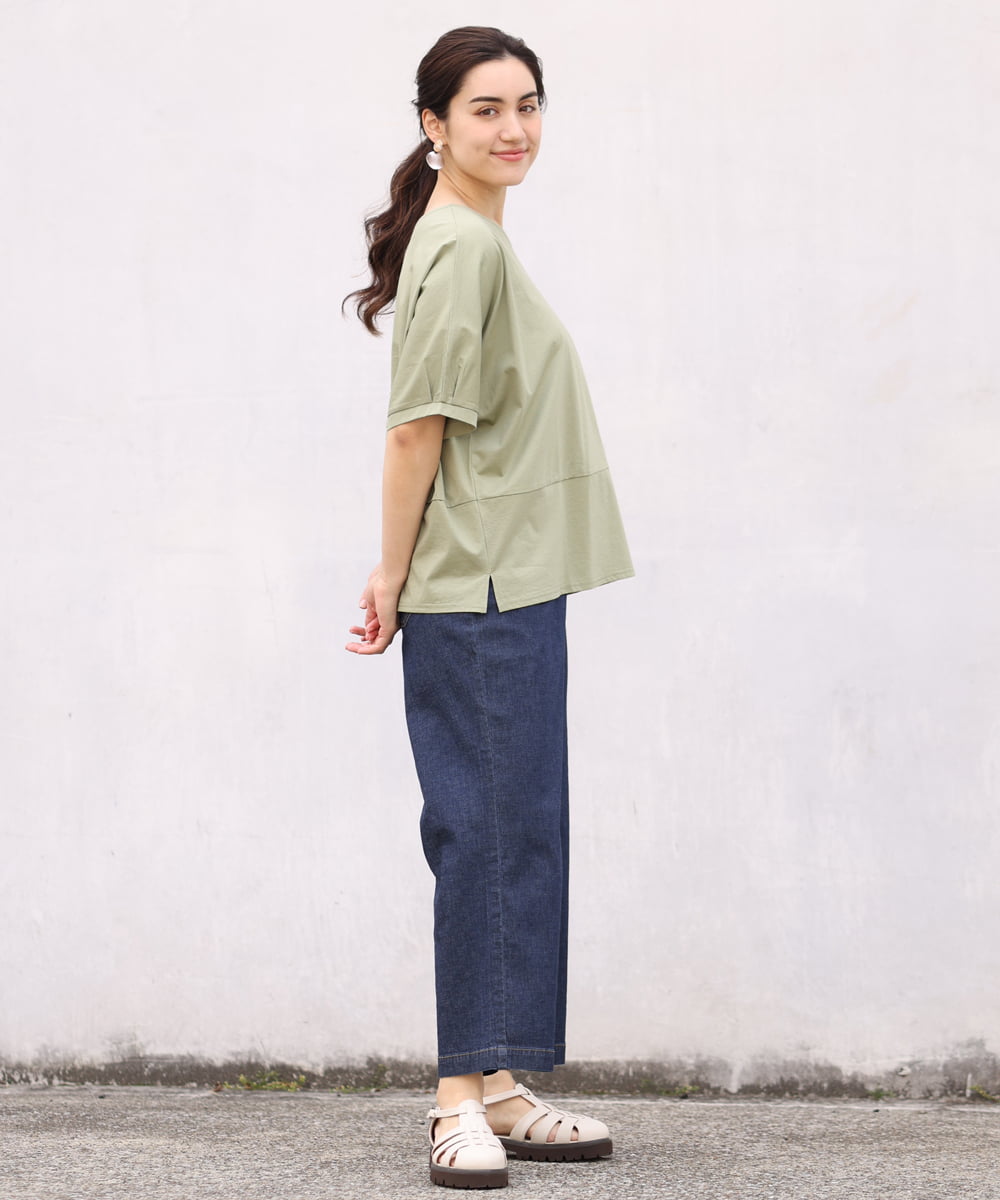 OLLHS39090 eur3(エウルキューブ) 【大きいサイズ】ワイドデニムパンツ ネイビー(57)