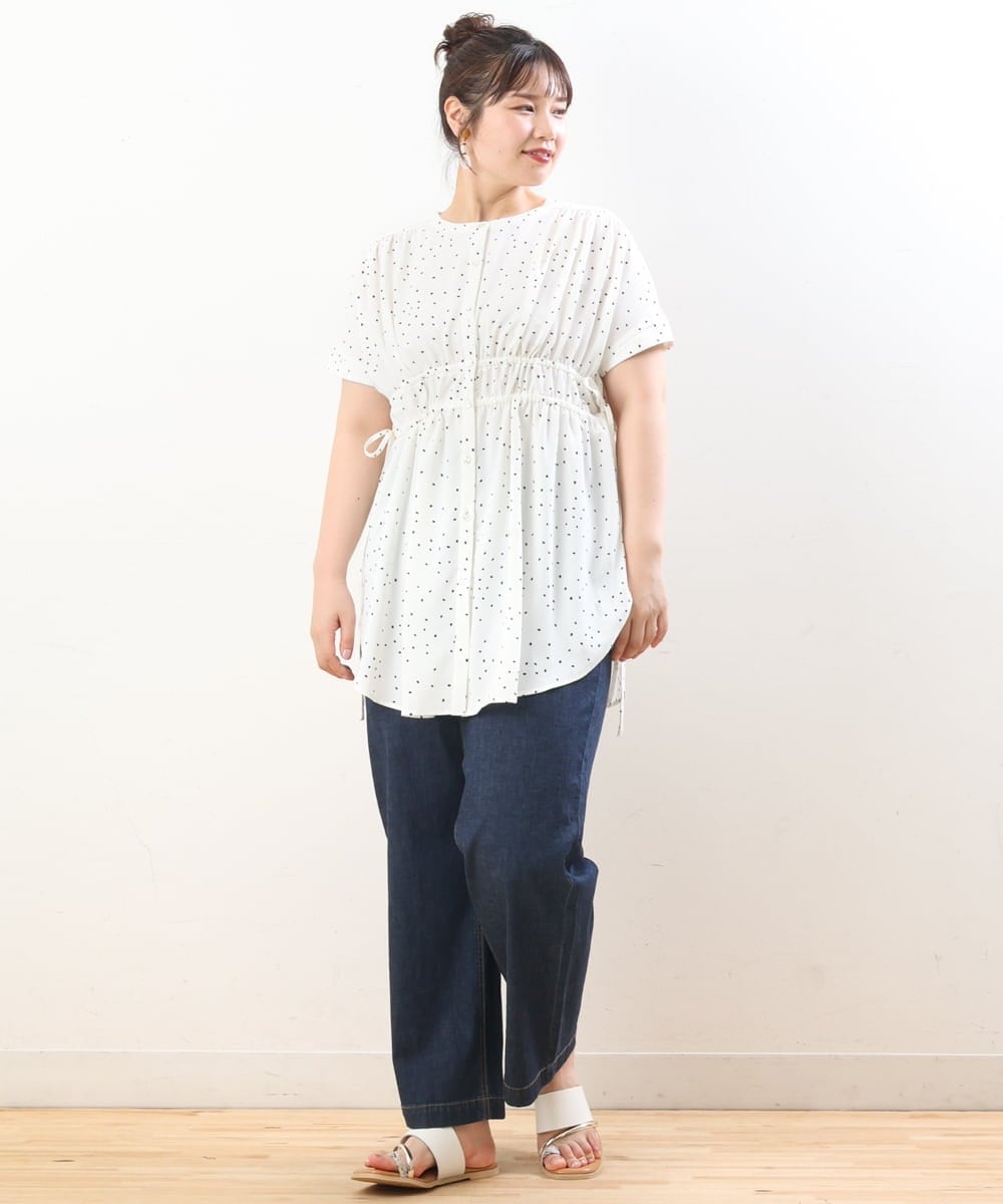 OLLHS39090 eur3(エウルキューブ) 【大きいサイズ】ワイドデニムパンツ ネイビー(57)