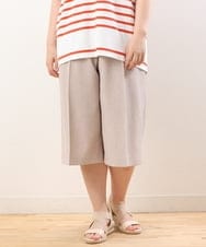 OLLHS40100 eur3(エウルキューブ) 【大きいサイズ】リネンライクキュロットパンツ ベージュ(82)